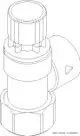 Syr Sicherheitsventil mit rotem Drehknopf und gewindeartiger Basis, zur Druckregulierung in Rohrleitungen, verbunden mit einem Anschlussrohr.